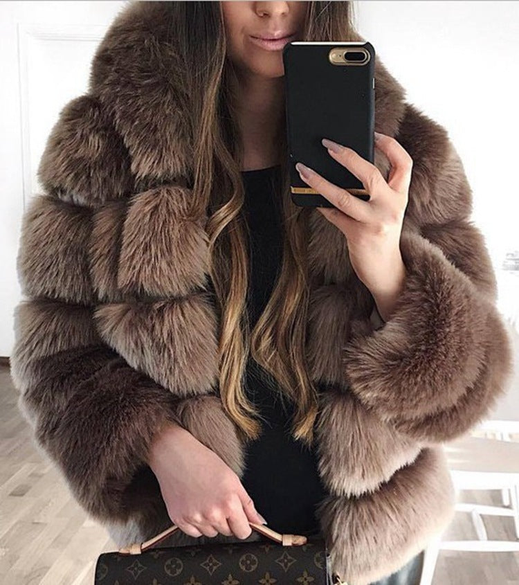 Women Luxury Winter Warm Fluffy Faux Fur Short Coat Jacket