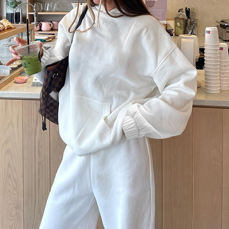 European And American High Sense Solid Color With Fur Sportswear Suit