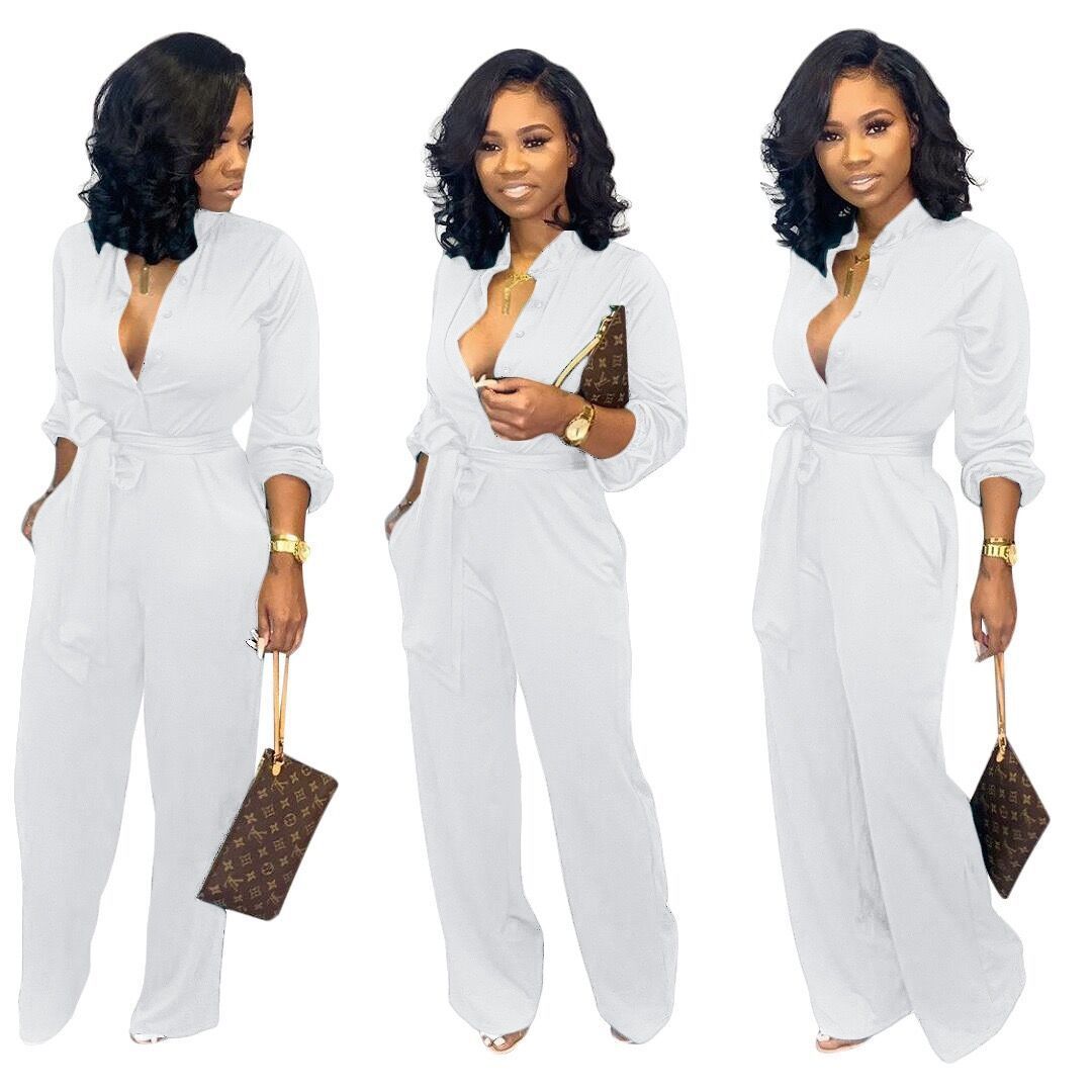 Casual Solid Color Overalls Jumpsuit